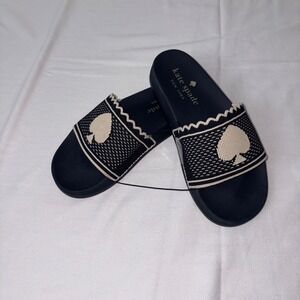 Kate Spade La Jolla Black cream Spade Slide Sandals Women's Size 5